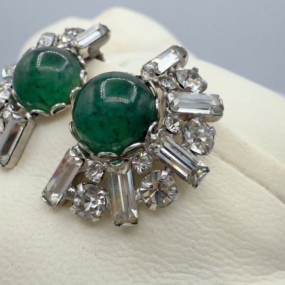 Vintage Christian Dior For Kramer Gripoix Rhinestone Earrings Note - Picture 3 of 14